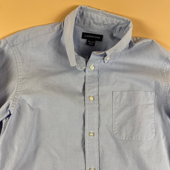 Lands’ End | Men’s Light Blue All Cotton Button Down L. Sleeve Shirt | 14.5-32 - Picture 3 of 9